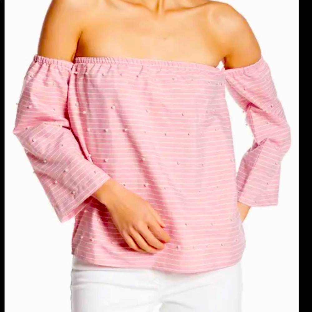 Romeo + Juliet Couture Pearls and Stripes Top - Picture 1 of 4